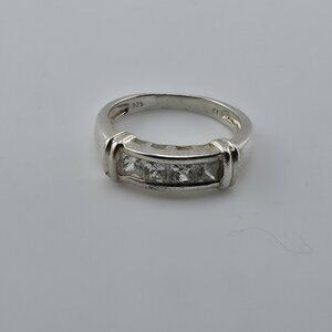 Sterling Silver Ring Channel Set CZ Band Minimalist 925 Size 7